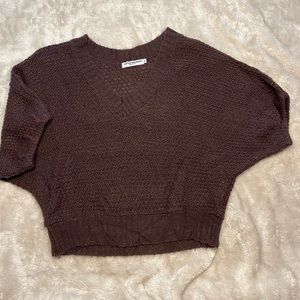 Cotton Emporium Brown short sleeve V-Neck Sweater